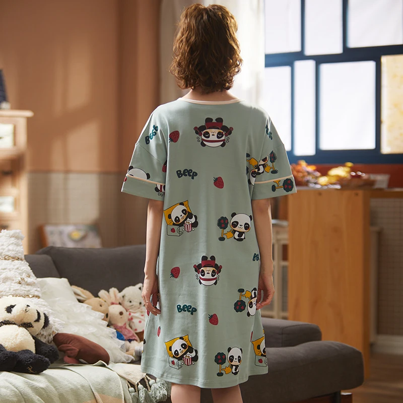 Женская ночная рубашка размера плюс из 100% хлопка летняя одежда для сна с коротким