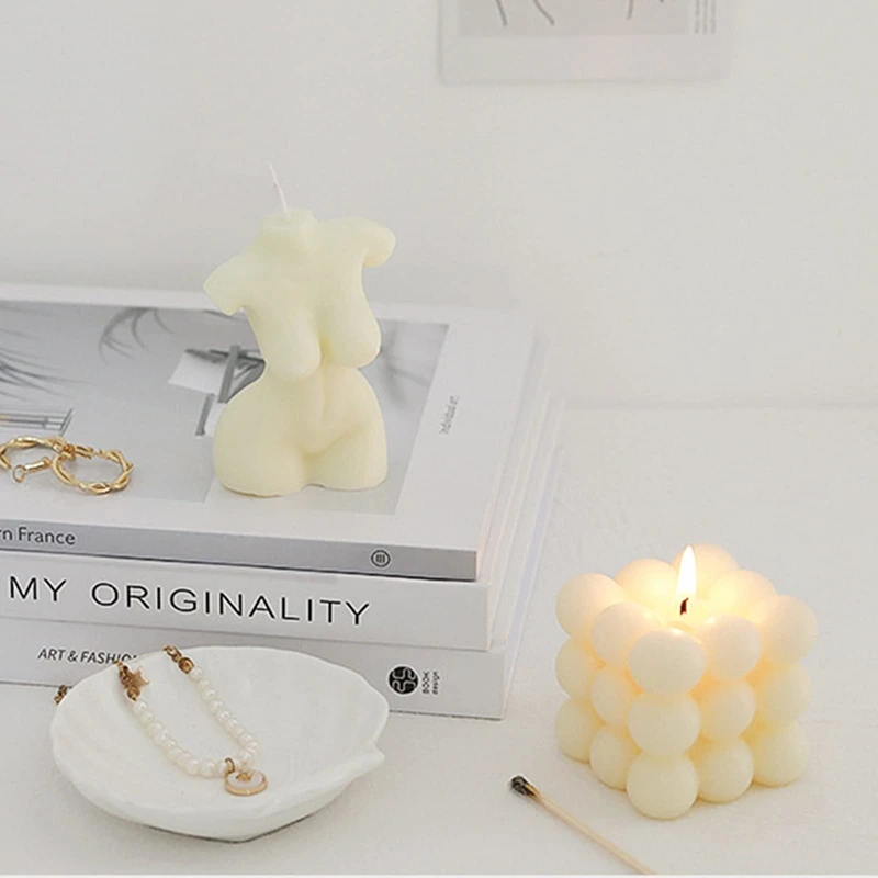 3D кубические Пузырьковые ароматические свечи женский изогнутый воск соевый