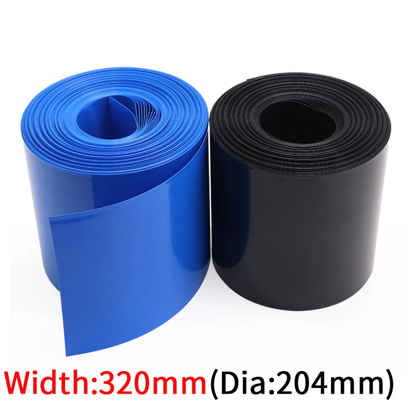 

Width 320mm PVC Heat Shrink Tube Dia 204mm Lithium Battery Insulated Film Wrap Protection Case Pack Wire Cable Sleeve Black Blue