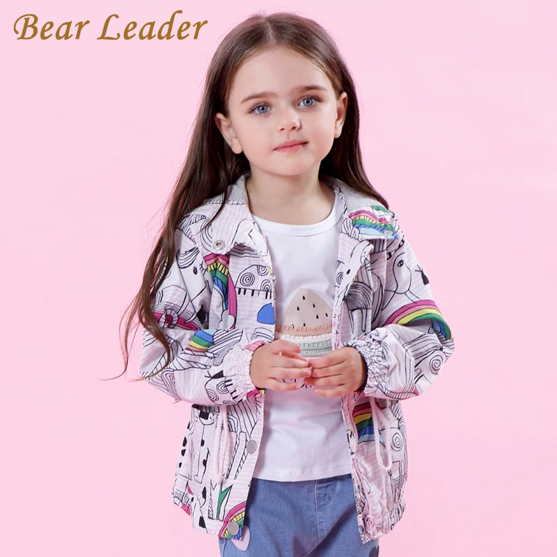 Bear Leader/пальто и куртки для девочек, новые детские пальто, детская одежда с принтом, Детская верхняя одежда с капюшоном для детей 5, 6, 7, 8, 9, 10 лет, весна-зима