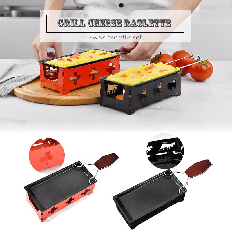 Гриль сыр раклетт набор антипригарных Griller мини барбекю доска для сыра запеченные сыр печь железа Швейцарский Сыр плавильная печь Пан лоток