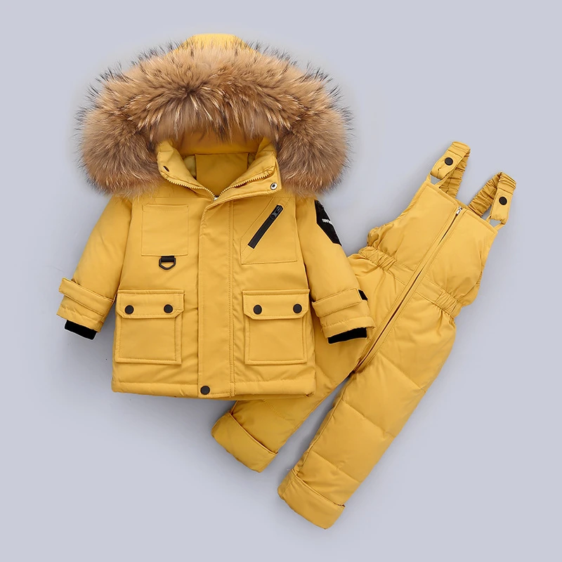 

Girls Baby's Kids Down Jacket Coat Coat + Pants 2pcs 2021 Casual Warm Thicken Winter Autumn Outerwear Hooded Children's Clothing