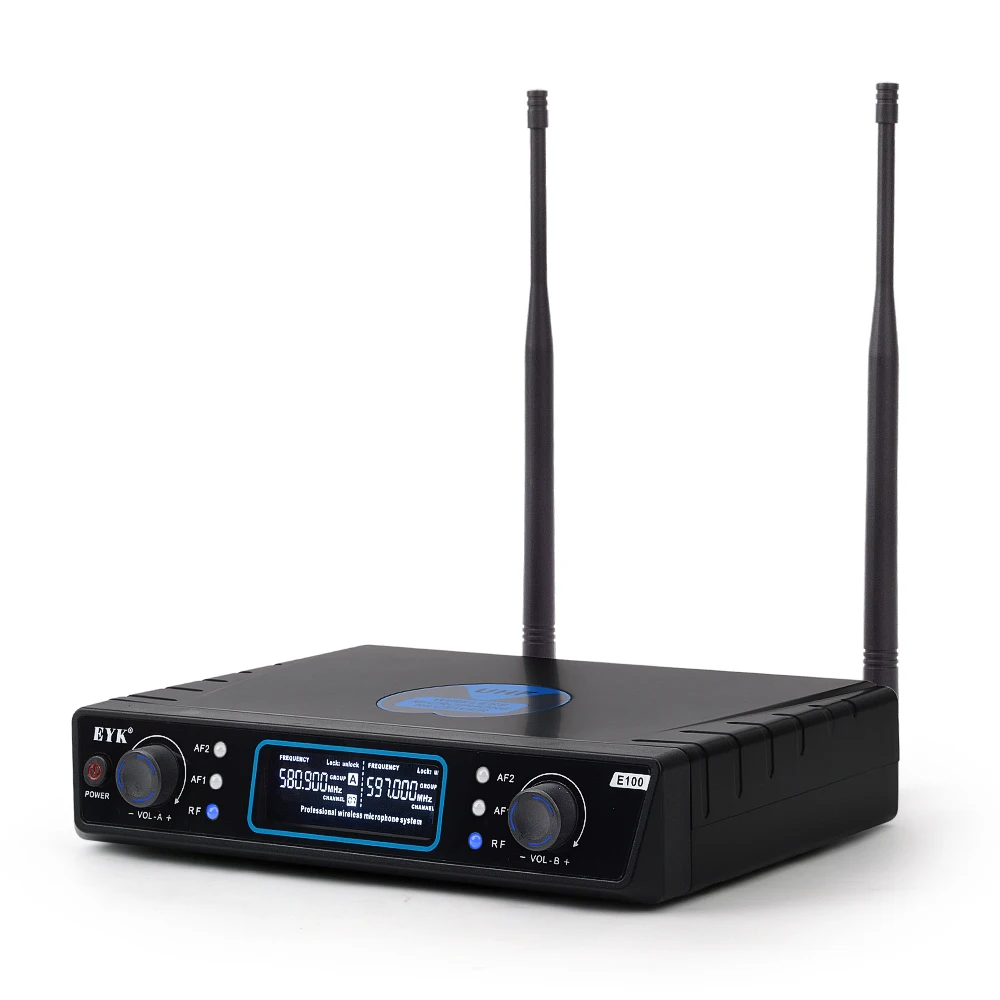 EYK E100 UHF 2 канала беспроводной микрофон Система двойной ручной микрофон микрофонный для KTV речи караоке семейные вечерние 60 м расстояние