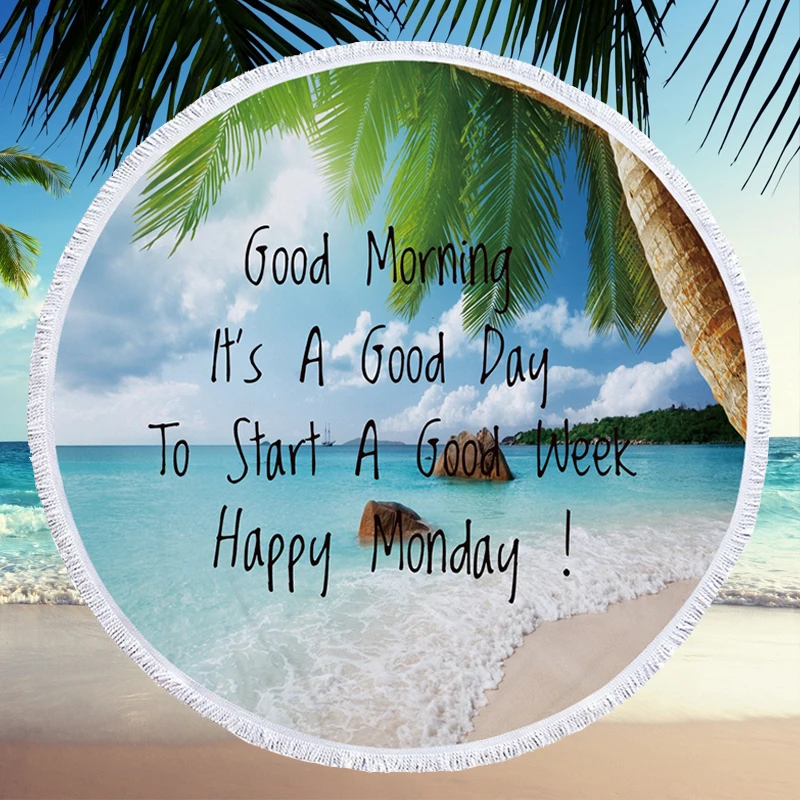 Пляжное полотенце из микрофибры для взрослых и детей с надписью пейзажным узором