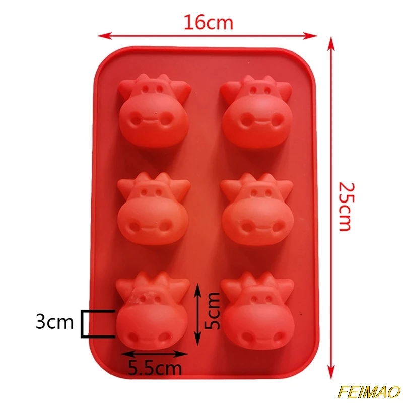 

Animals Silicone Mold Cake Decor Cow Head Fondant Cupcake Form Chocolate Mould
