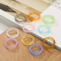 fashion plastic resin transparent colorful female rings accessories simple personality irregular charm ring for women jewelry