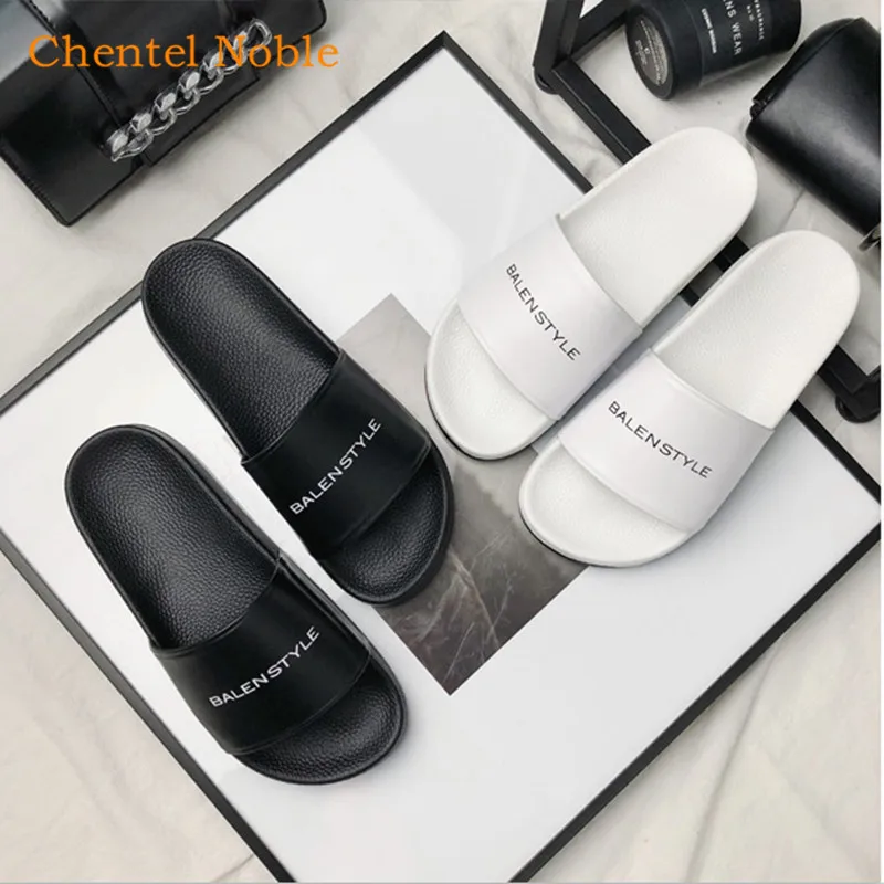 Мюли женские кожаные шлепанцы с надписью Уличная обувь без застежки пляжные