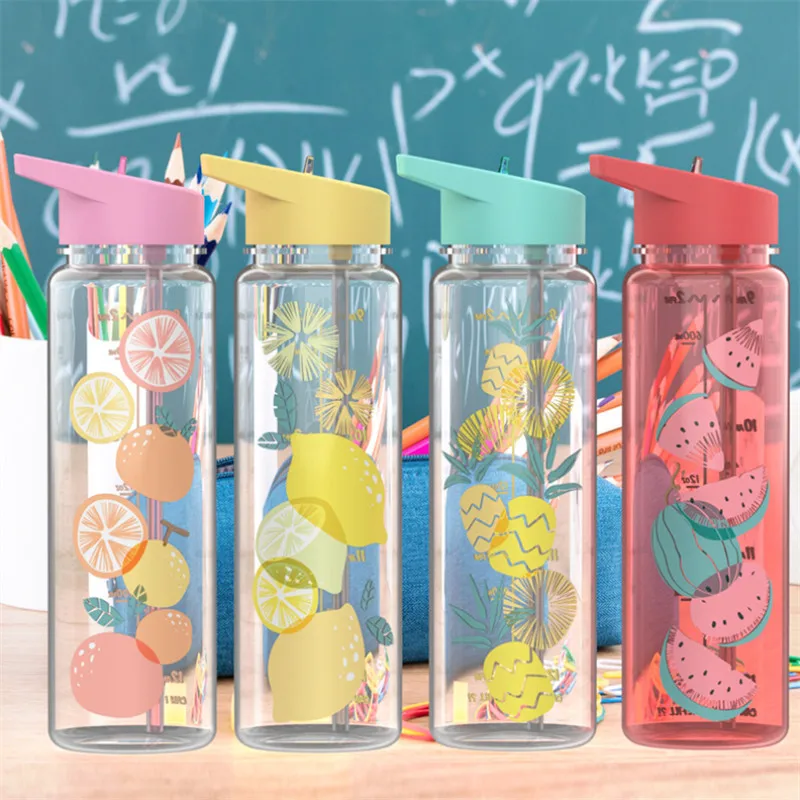 Бутылка для воды из соломы 720 мл принт фламинго ручка сока|Бутылки воды| |