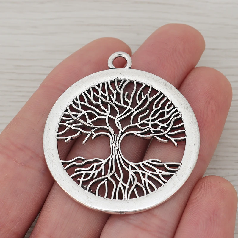 3 x полые открытые большие круглые подвески в виде дерева для женских аксессуаров