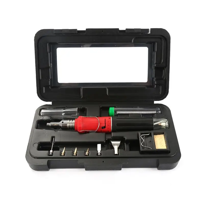 

HS-1115K Professional 10 in 1 Portable Soldering Iron Set Butane Gas Soldering Iron Cordless Welding Torch Tool Soldering Tip