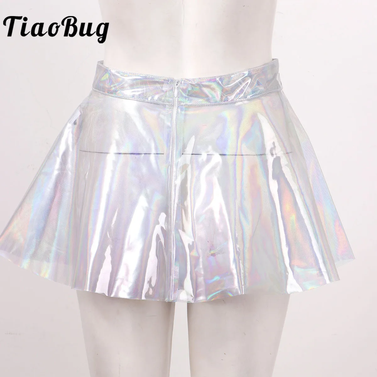 

Women's See-Through Flared Skirt Glossy Shiny Mini Skirt Sexy Club Dance Wear