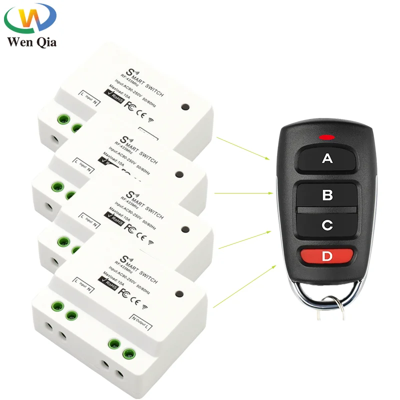 

433Mhz Wireless Remote Control AC110V 220V 1CH Relay Receiver On off Remote Light Switch Module For LED Light Lamp Controller