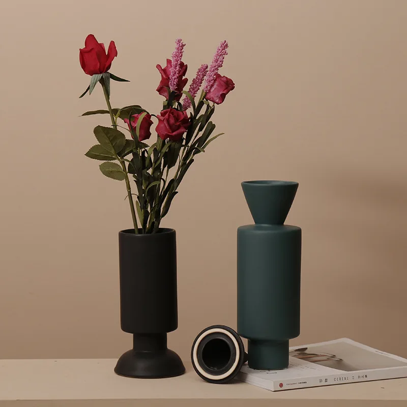 

Creative Nordic Modern Ceramic Vase Minimalist Morandi Color Flower Pot Vase Decoration Home Living Room Decoration Accessories