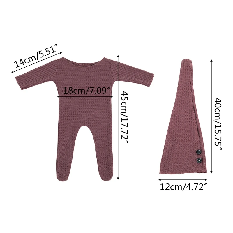 

2 Pcs Baby Hat Bodysuit Set Newborn Photography Props Romper Jumpsuit Kit Infants Photo Shooting Clothing Outfits C6UF
