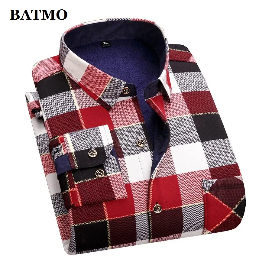 826 BATMO Новое поступление зимние высококачественные толстые повседневные рубашки в клетку мужские теплые рубашки с принтом Большие размеры CS15 - Цвет: 826