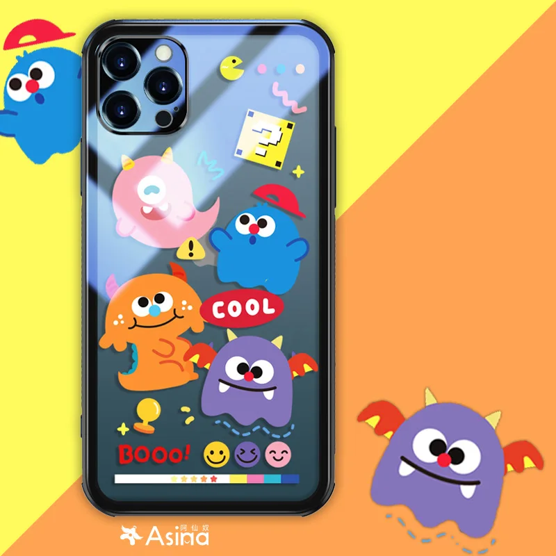 

Прозрачный чехол ASINA из закаленного стекла для iPhone 11 12 13 Pro Max Mini XS XR X, модный мультяшный чехол для iPhone 7 8 Plus SE 2020