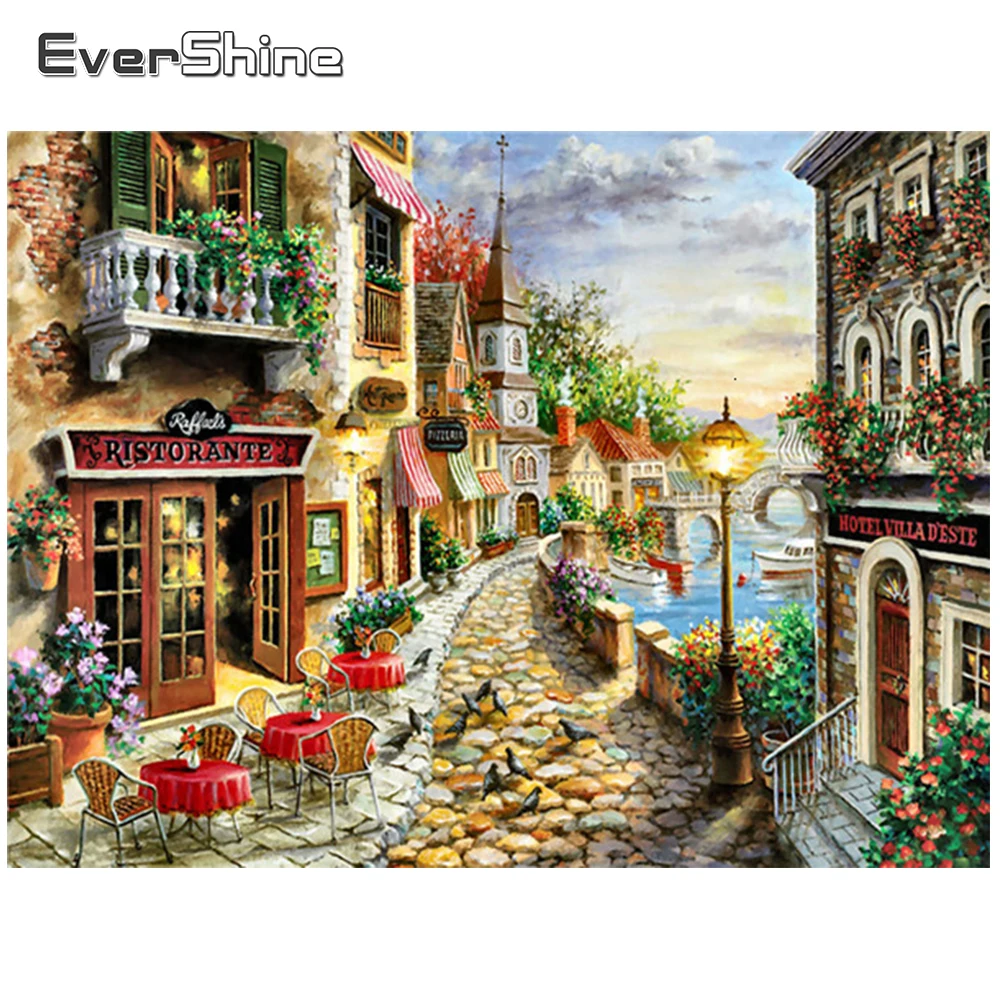 

EverShine 5D алмазная живопись своими руками городская мозаика наборы для вышивки крестиком Алмазная вышивка Пейзаж Вышивка Искусство ручной ра...