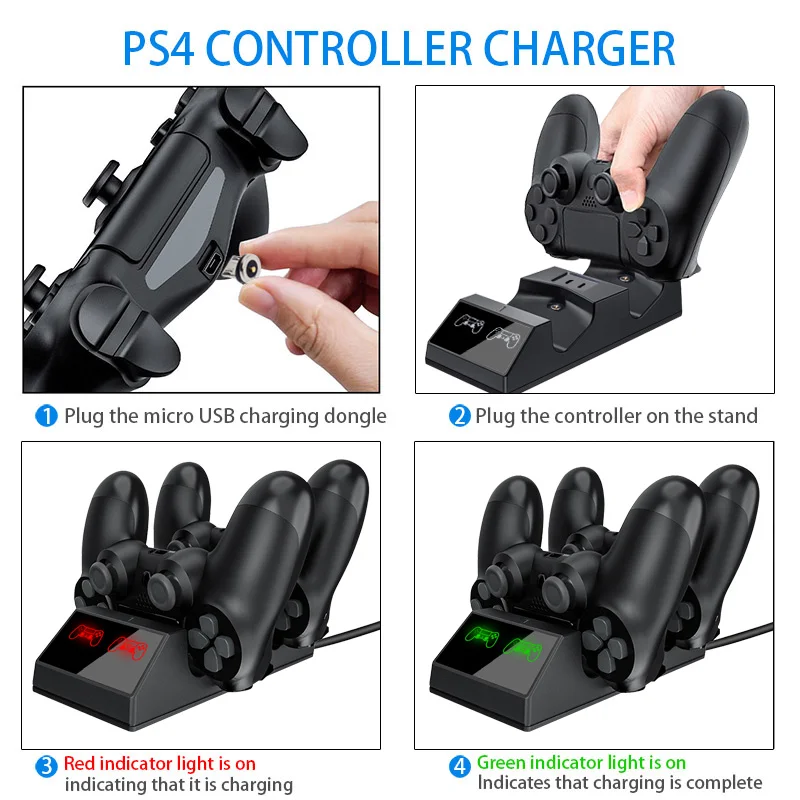 PS4 Pro Slim Dual-Wireless Controller Charger Station Stand Mini USB Port Charging Dock Magnet LED Indicator | Электроника