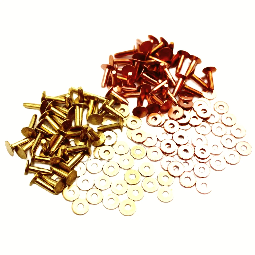 

100 Pieces Brass/Copper Rivets And Burrs