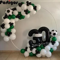 116pcs 18 inch soccer party balloon garland arch kit 30inch black helium balloons with 16ft strip for football party decoration