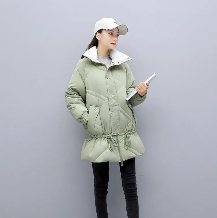 Женский пуховик 2020 белый на утином пуху осенне зимнее пальто в Корейском стиле