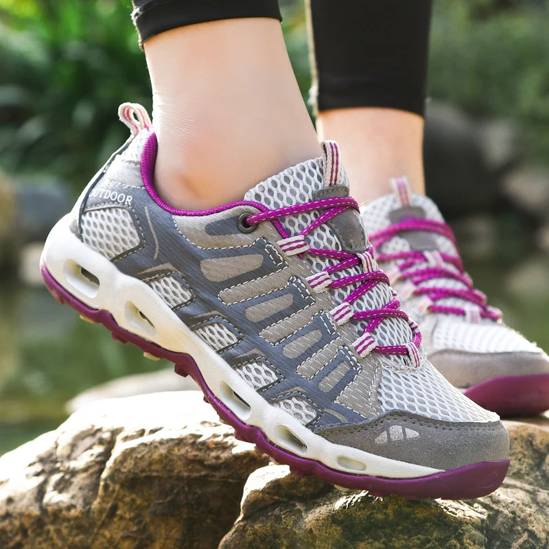 JIEMIAO New Summer Men Women Trekking Hiking Shoes Outdoor Breathable Non-Slip Camping Tourism Trekking Sneakers Size 35-46