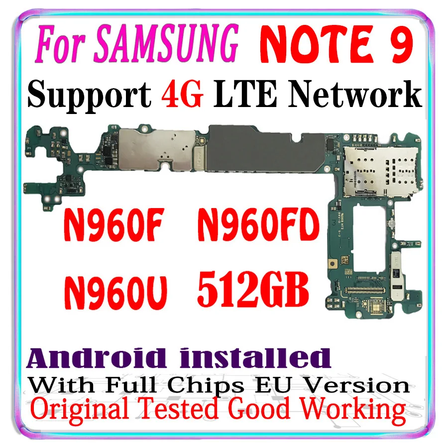 Материнская плата для Samsung Galaxy Note 9 N960F N960FD N960U N9600 512 ГБ оригинальная