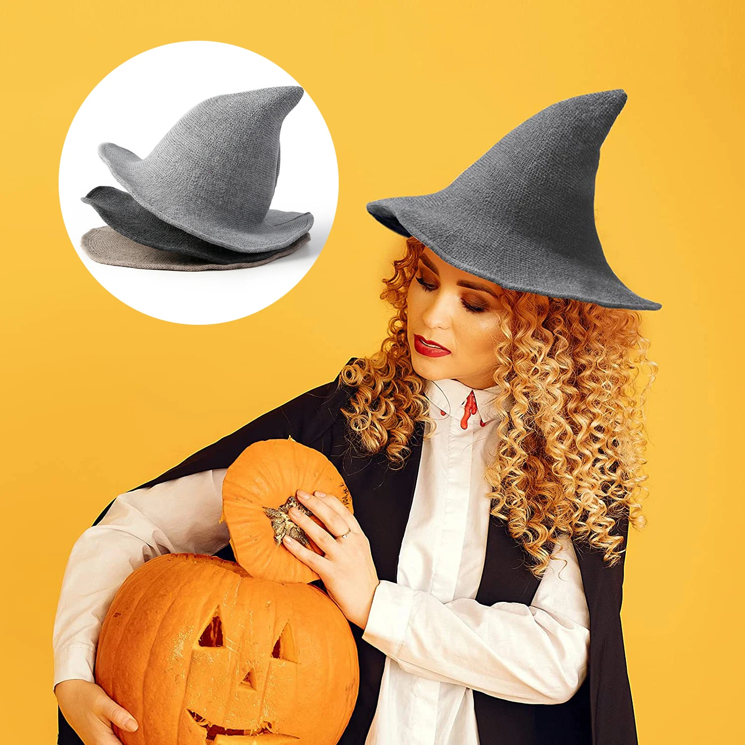 

1 Piece Modern Halloween Witch Hat Woolen Women Lady Made From Fashionable Sheep Wool Halloween Party hat festival party hat