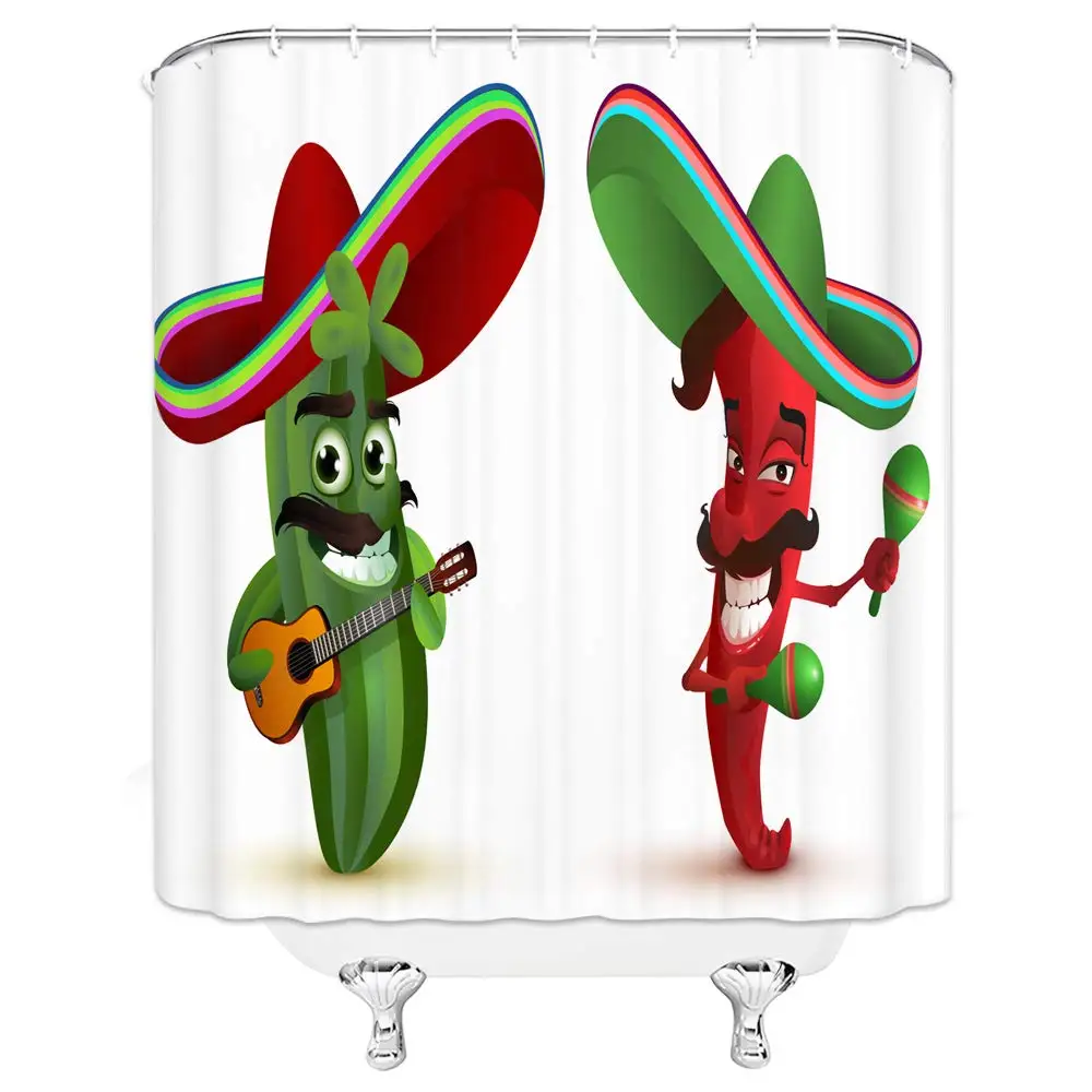 Мультяшный кактус чили шляпа с широким покрытием традиционный декор для ванной