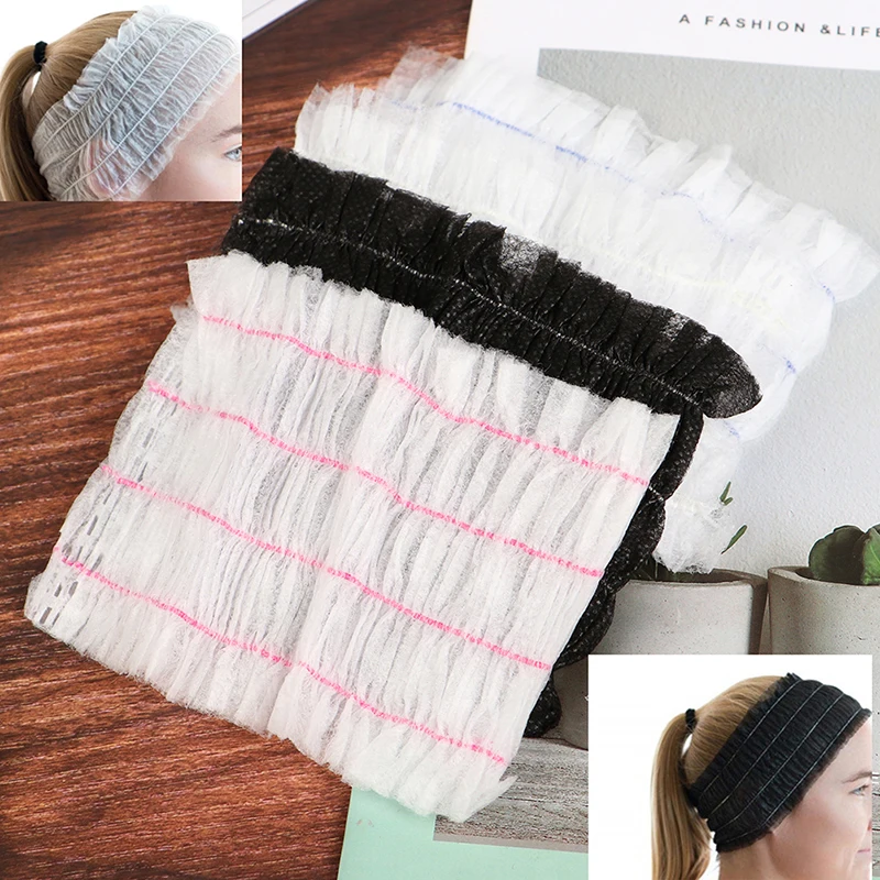 10pcs/Pack Disposable Headband Hotel Spa Elastic Non-Woven Makeup Hair Bands