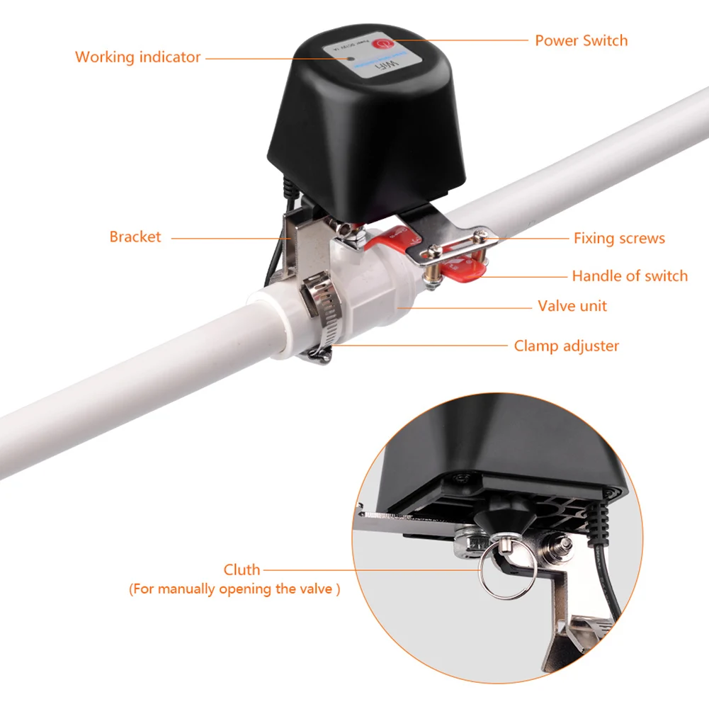 

Water Valve Smart Life WiFi Controller WiFi Smart Water Gas Valve Controller App Voice Control for 1/2 3/4 1 1-1/4 Pipe