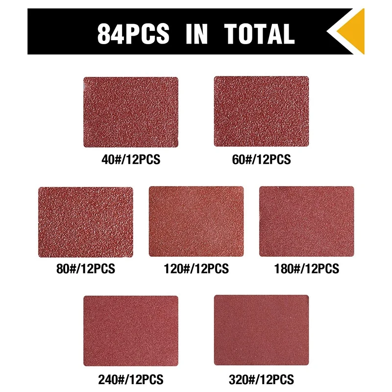 

84Pcs Mouse Sandpaper Mouse Detail Sander Sandpaper Sanding Paper 140mmx90mm Hook and Loop Mouse Sandpaper 40-320 Grits
