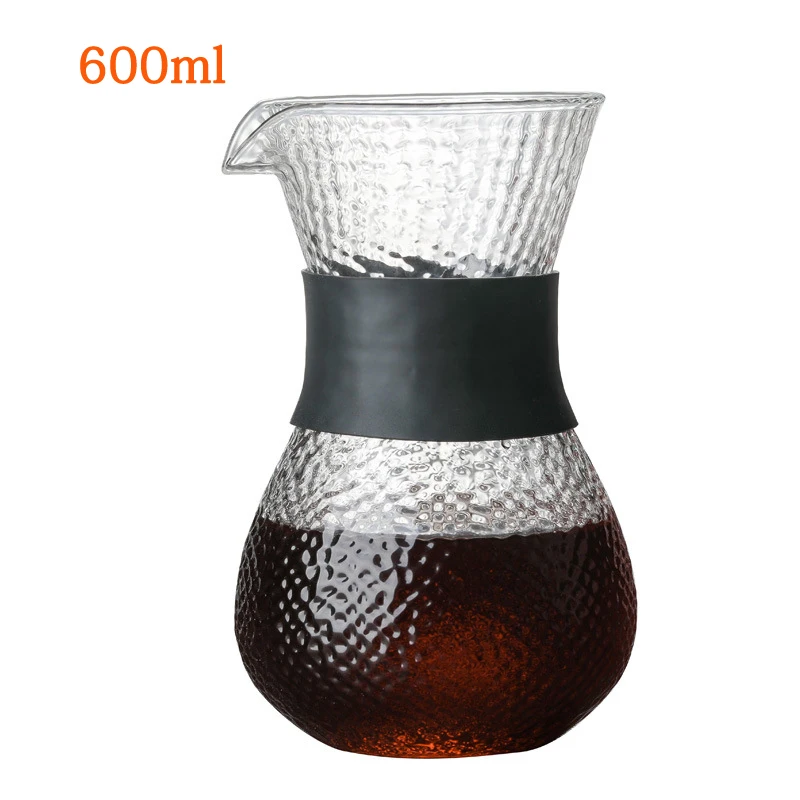 600ML Классическое стекло кофейник силикагель термостойкая ручка залейте над кофеварка с фильтром из нержавеющей стали Эспрессо капельница - Цвет: 600ML