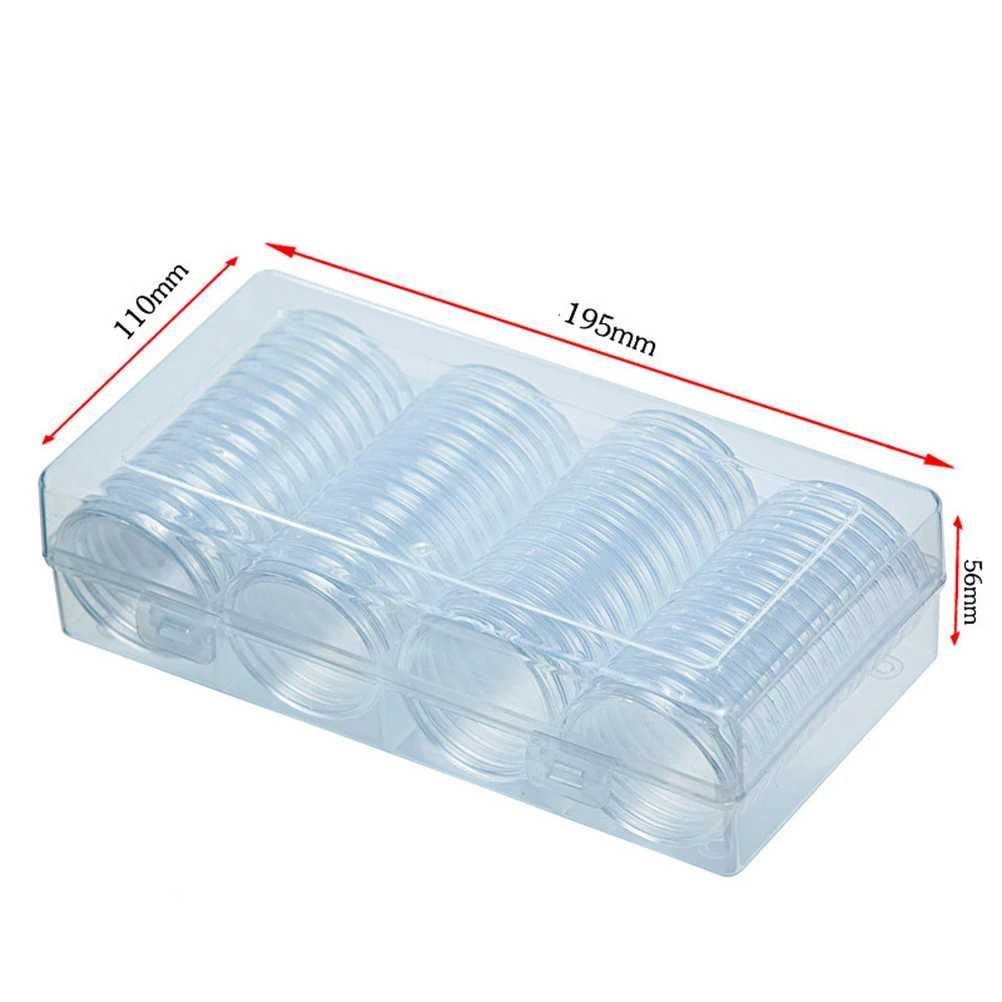 

60 pcs Coin Holder Capsules 41mm Round Box Plastic Collectibles Storage Organizer with Outer Storage Box