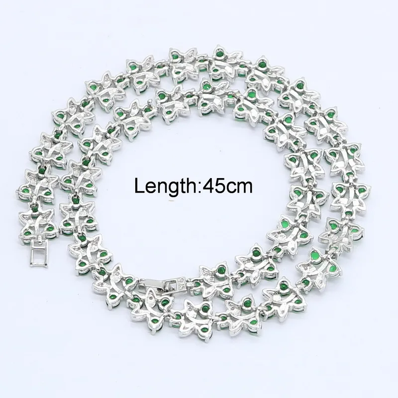 Зеленый черный полудрагоценное ожерелье для женщин Свадьба серебряный цвет