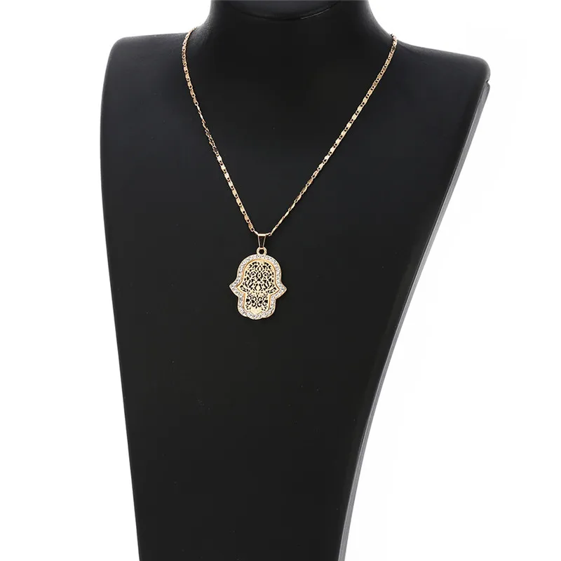 Lucky Collares Bijoux Femme Хамса рука начальная ожерелье для женщин золотые ювелирные изделия выдалбливают ключицы Звено Цепи Подвеска колье