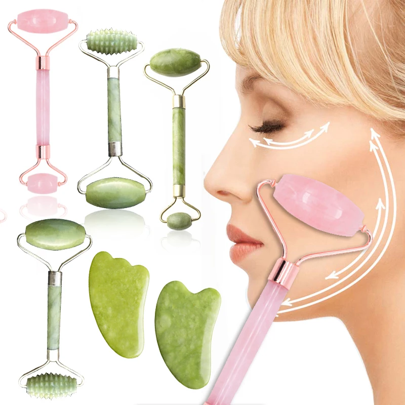 

Face Massage Roller Guasha Board Double Heads Jade Stone Face Lift Body Skin Relaxation Slimming Beauty Neck Thin Lift Skin Care