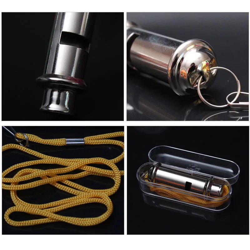 

Police Whistle Steel Military Whistles with Lanyard Rope Outdoor Sport Training Tools Lifesaving Equipment
