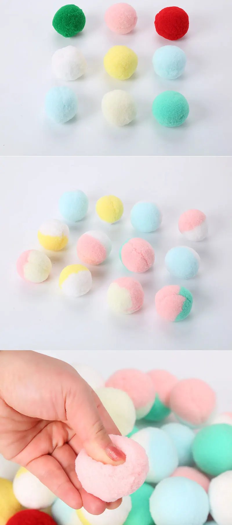 

Pet Supplies Cashmere Pompom Kitty Weight Loss Self-excited Toys Funny Cat Ball Christmas Color Solid Color Double Fight Ball