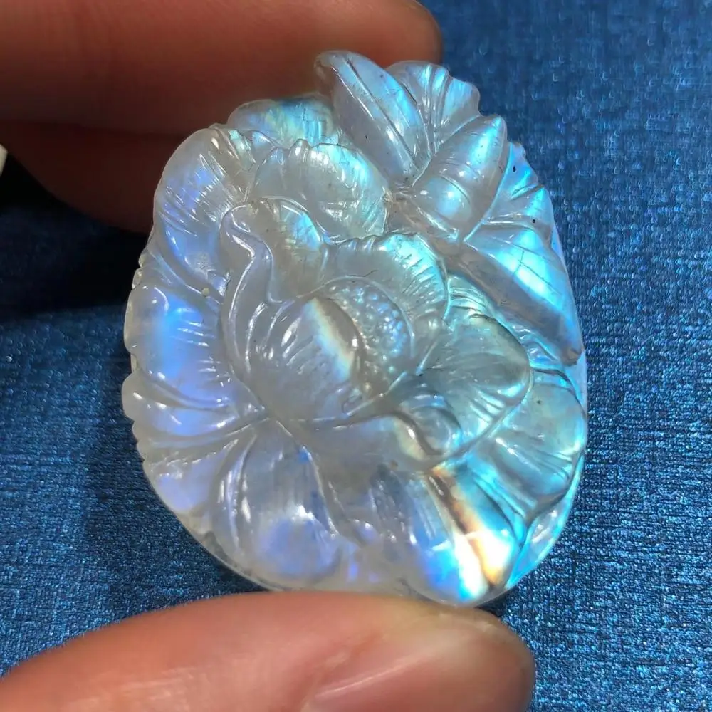 Натуральный голубой светильник лунный камень кулон бабочки для женщин мужчин 35 2