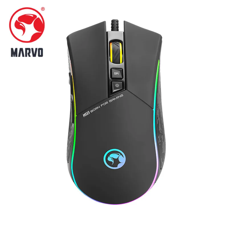 MARVO M513 игровой Мышь 4800 Точек на дюйм Проводная компьютерная RGB мыши с