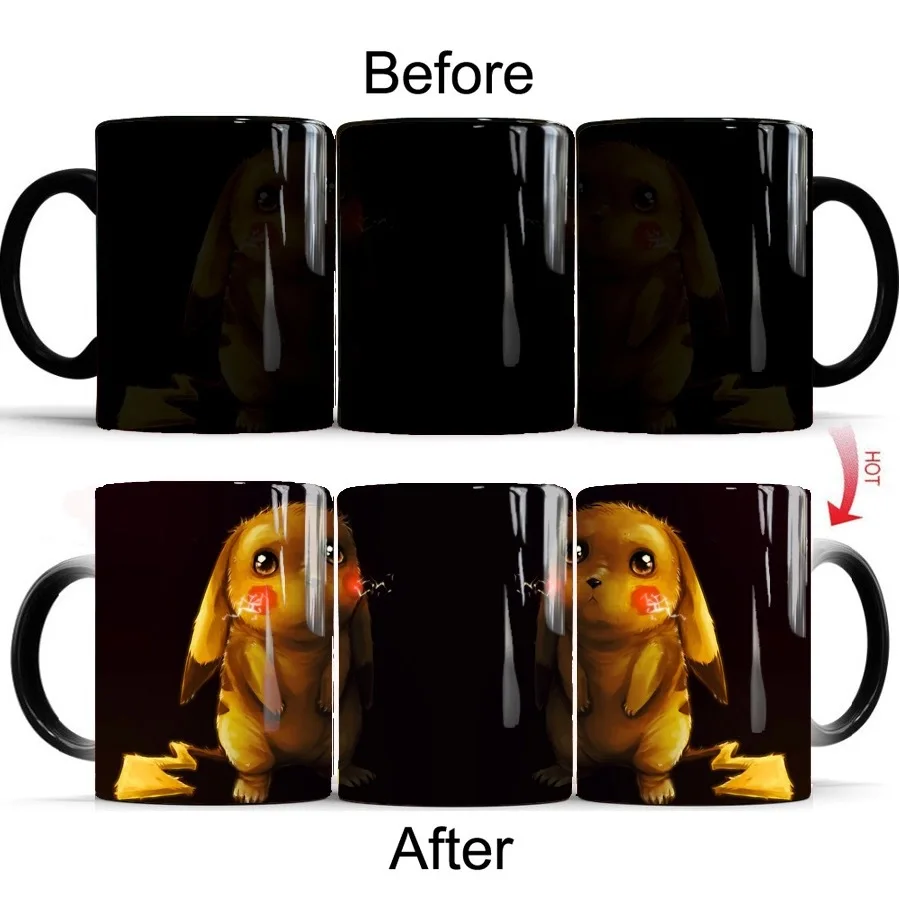 Pikachu Mug Новая 1 шт. Пикачу Магическая кружка для кофе 350 мл керамическая меняющая цвет кружки с рисунками из мультфильмов чашка для офиса дома посуда для напитков лучший подарок для детей - Цвет: Pikachu Mug