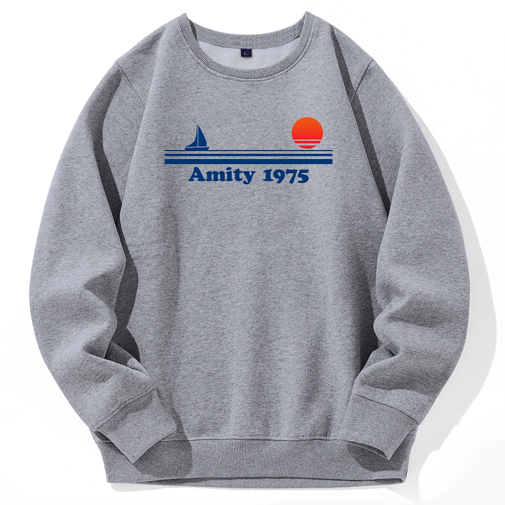 

Мужской Топ с флисовой подкладкой Amity 1975-Jaws, повседневный свитшот, высококачественный спортивный костюм оверсайз, Повседневная рубашка без рукавов в стиле хип-хоп для мужчин