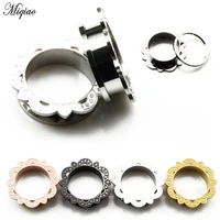 miqiao 1pair stainless steel flower ear plugs and tunnels expander ear gauges piercing jewlery 10 26mm expander