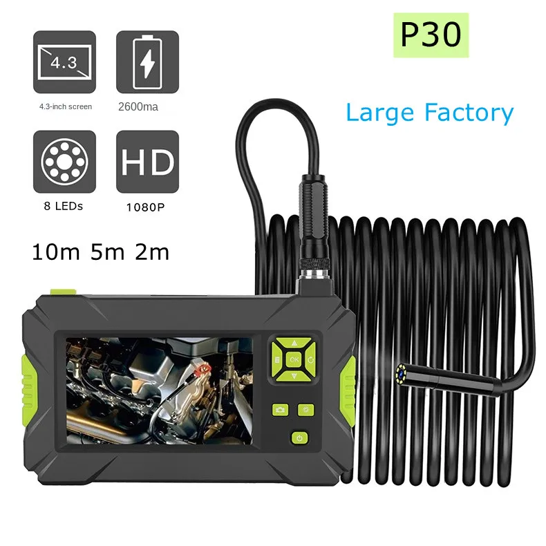 

Промышленный трубчатый эндоскоп P30, 2 миллиона ультрапрозрачных ручных экранов, эндоскоп с жестким проводом, экран 4,3 дюйма, эндоскоп с длиной 10 м