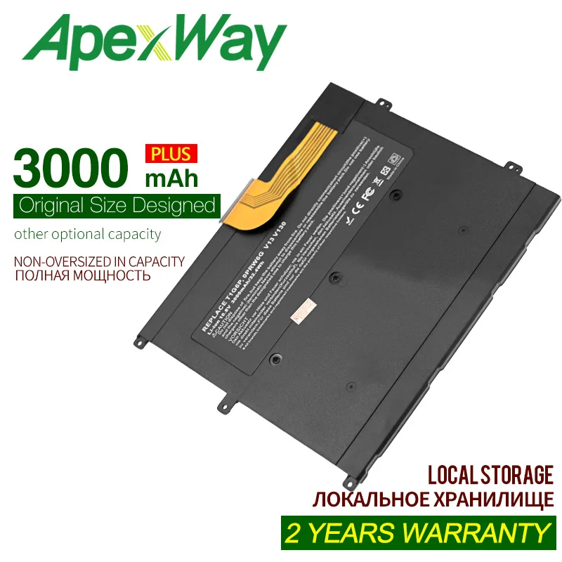 ApexWay 10 8 в 3000 мАч Новый аккумулятор для ноутбука DELL PRW6G T1G6P 0NTG4J 0PRW6G 0449TX Vostro V13 V13Z V130