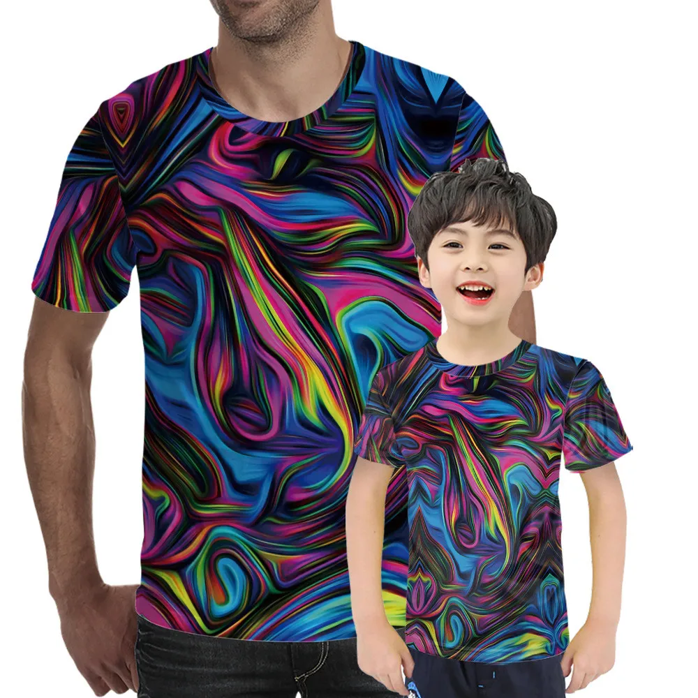 

Summer new men's abstract T-shirt graffiti creative T-shirt 3D printing O-neck casual street hip-hop men's T-shirt top