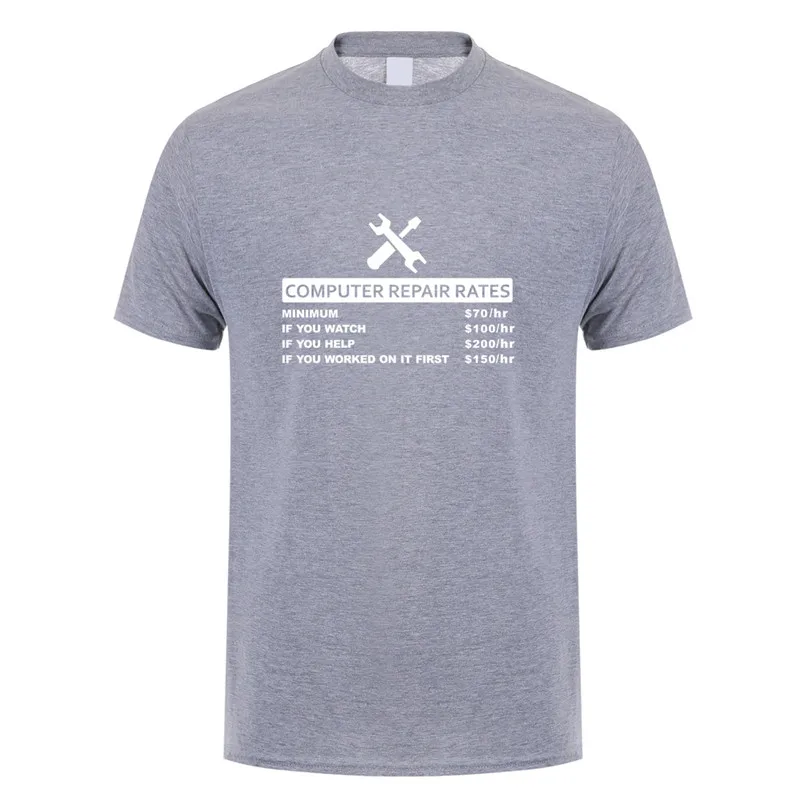 sport grey Забавная футболка с компьютерным принтом, летняя мужская футболка с коротким рукавом и круглым вырезом, хлопковая футболка, топы с компьютерным ремонтом, Мужская футболка, OZ-154 - Цвет: sport grey