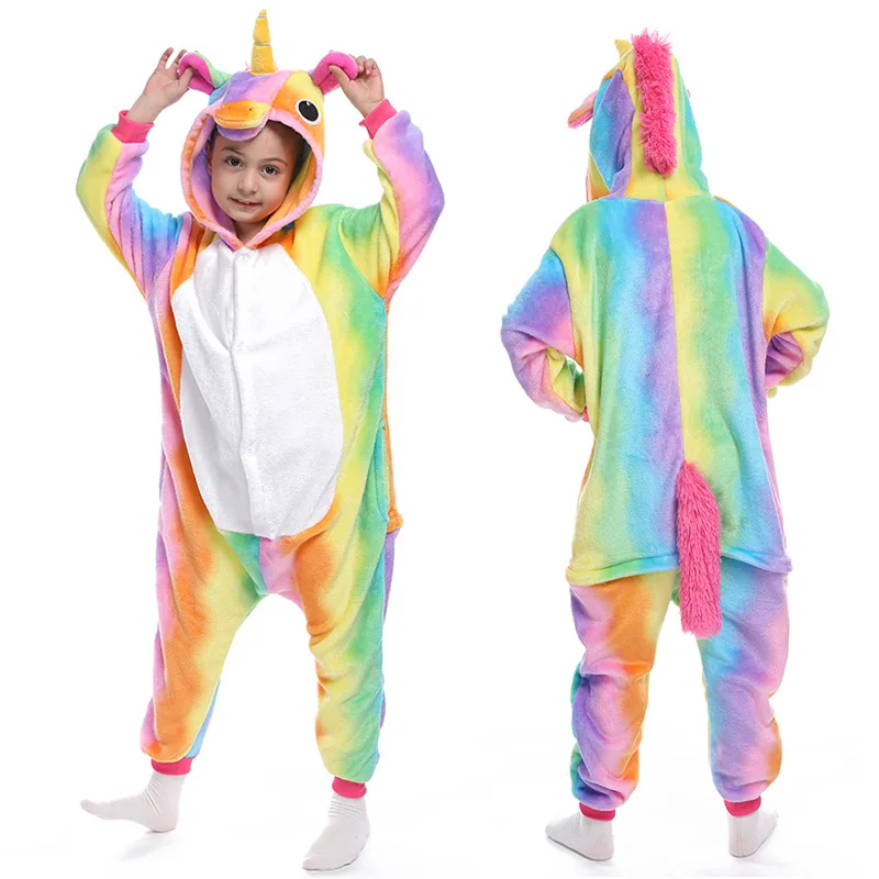 Autumn Stitch Kids Pajamas Unicorn For Children Animal Cartoon Blanket Baby Costume Winter Boys Girls Licorne onepiece |