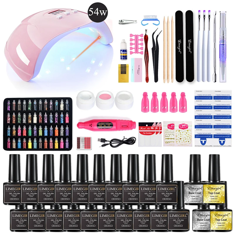Набор гель-лаков для ногтей 54 Вт УФ светодиодная лампа сушки маникюрного геля 20/18
